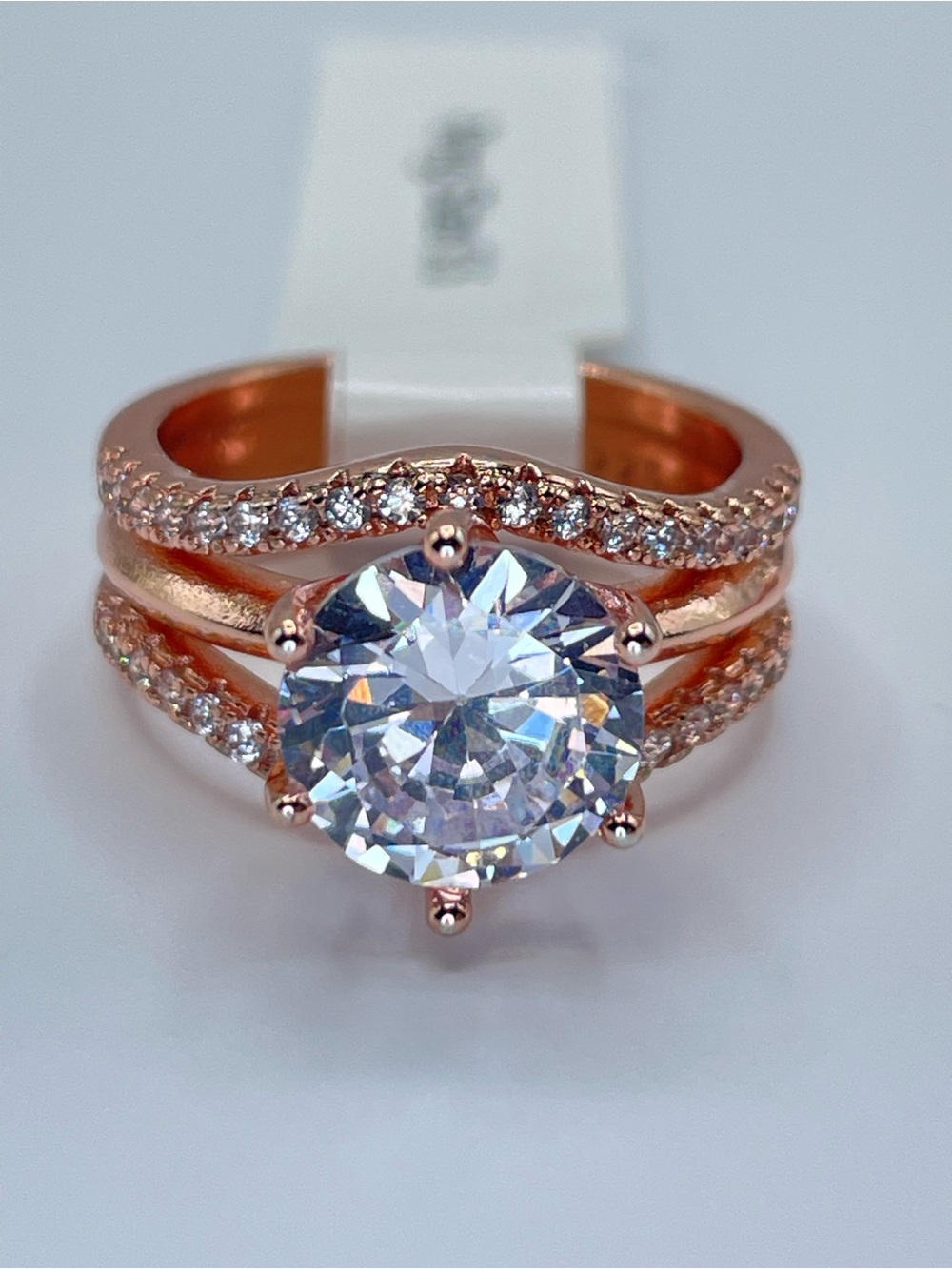 Swarovski Crystal Elements White Crystal Solitaire Statement Ring Sz 5.5
